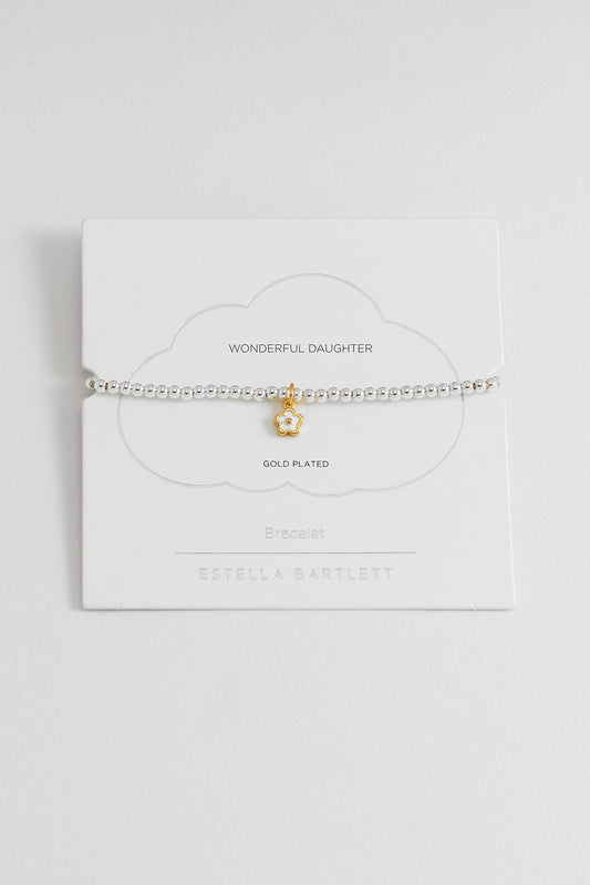 Estella Bartlett Gold Plated Sienna White Flower Bracelet