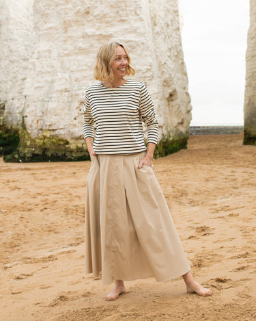 Fleur Striped Top - Black & Cream