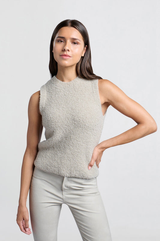 YAYA Textured Sleeveless Knit - Dove Grey