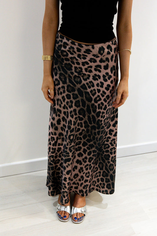 Satin Slip Skirt Leopard Print